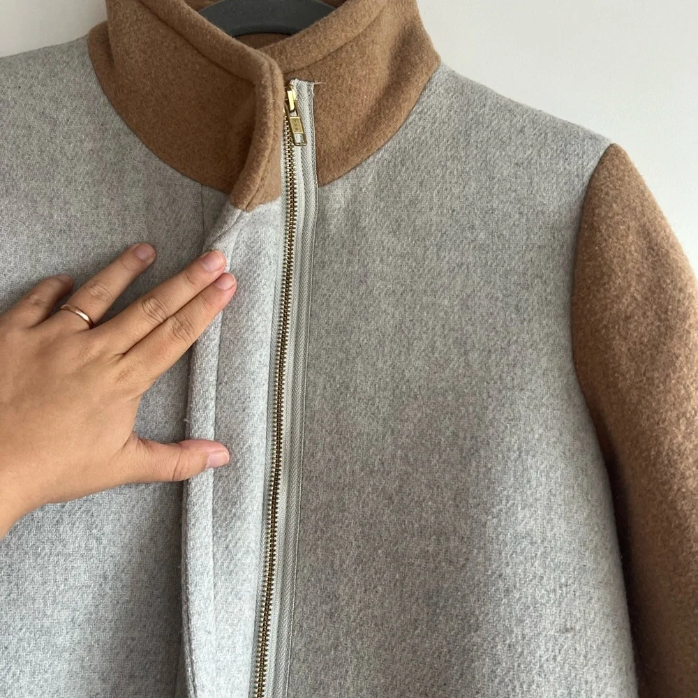 J.Crew Colorblock City Coat in Camel, Gray, & Black Size 04 - Picture 9 of 16